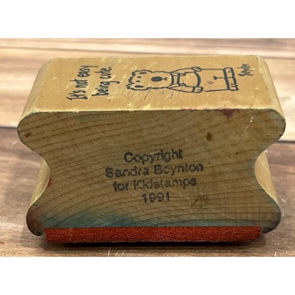 KIDSTAMPS NOT EASY BEING CUTE BEAR WOOD MOUNTED RUBBER STAMP BY SANDRA BOYNTON - Picture 6 of 7